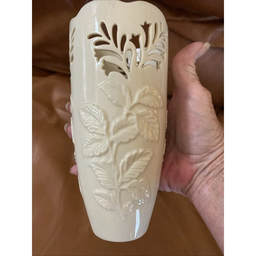 Lenox Westbury Pierced Vase with Raised Leaves 7